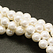 Shell Pearl Beads Strands, Round, White, 14mm, Hole: 1mm, about 28pcs/strand, 16 inch
