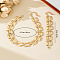 Fashionable Hip Hop Alloy Cuban Link Chain Bracelets & Necklaces Sets, Golden, 410mm