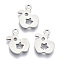 Non-Tarnish 201 Stainless Steel Pendants, Laser Cut, Apple with Hollow Star, Stainless Steel Color, 12.5x9x0.8mm, Hole: 1.4mm
