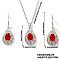 Brass Glass Teardrop Dangle Earrings & Pendant Necklaces Sets for Women, Platinum, Red, Necklaces: 15.75 inch(40cm)