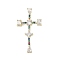 Real 18K Gold Plated Brass Micro Pave Random Color Cubic Zirconia Pendants, with Glass, Cross, Colorful, 46x25x8.5mm, Hole: 2.7x6.3mm