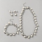 Alloy & Imitation Pearl & Rhinestone Jewelry Sets, Including Necklace, Earrings and Bracelet, Platinum, 380mm