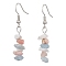 Natural Aquamarine & Pink Opal & Howlite Dangle Earrings, with Brass Earring Findings, 45x1.5~13.5mm
