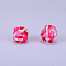 Colorful Pattern Printed Silicone Focal Beads, Pink, 17x22.5x23mm, Hole: 3mm