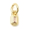Brass Cubic Zirconia Charms, Rectangle Charms, Cadmium Free & Lead Free, Real 18K Gold Plated, Long-Lasting Plated, Pink, 7.5x4x2mm, Hole: 3mm