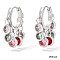 304 Stainless Steel Cubic Zirconia Flat Round Tassel Chandelier Earrings, Stainless Steel Color, Colorful, 25.6mm
