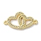 Rack Plating Brass Micro Pave Clear Cubic Zirconia Connector Charms, Double Heart Links, Long-Lasting Plated, Lead Free & Cadmium Free, Real 18K Gold Plated, 12x23x2mm, Hole: 1.2mm