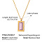 304 Stainless Steel Pave Cubic Zirconia Rectangle Pendant Necklaces for Women, Real 18K Gold Plated, Pink, 15.75 inch(40cm)