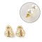 Flower Brass Bead Tips, Real 14K Gold Plated, 6x4x3.5mm, Hole: 1.2mm