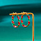 Christmas Alloy Enamel Twist Hoop Earrings, Platinum, Red, 30x23mm