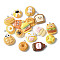 16Pcs 16 Styles Opauqe Resin Pendants, Imitation Food, Mixed Shapes, with Platinum Tone Iron Loop, Mixed Color, 21x17x7.5mm, Hole: 1.8mm, 1pc/style