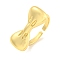 Brass Bowknot Open Cuff Ring for Women, Real 18K Gold Plated, Adjustable