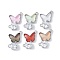 Brass Micro Pave Cubic Zirconia and Glass Connector Charms, Butterfly, Rack Plating, Long-Lasting Plated, Cadmium Free & Lead Free, Platinum, 17.5x17.5x4.5mm, Hole: 1.5mm