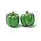Imitation Vegetable Resin Pendants, Colored Pepper, with Golden Iorn Loop, Green, 20.5x19.5mm, Hole: 2mm