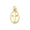Brass Charms, Oval, Long-Lasting Plated, Cadmium Free & Lead Free, 
Real 18K Gold Plated, Cross, 13.5x8x2mm, Jump Ring: 5x1mm, Inner Diameter: 3mm
