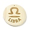 Wood Pendants, Flat Round, Libra, 40x39x6mm, Hole: 1.6mm