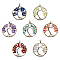 7 Chakra Copper Wired Wrapped Natural Mixed Gemstone Chip Big Pendants, Tree of Life Charms, Antique Bronze, 60mm, 7pcs/set