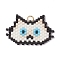 Handmade Glass Seed Beaded Cat Head Shape Pendants, with 304 Stainless Steel Jump Rings Loop, White, 19x28.5x1.5mm, Hole: 3mm