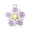 Glass Seed Beaded Star Pendants, with 304 Stainless Steel Jump Rings Loop & Brass Star Bead, Lilac, 22x20x3mm, Hole: 2.5mm