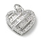 Rack Plating Brass Micro Pave Cubic Zirconia Pendants, Long-Lasting Plated, Lead Free & Cadmium Free, Heart Charms, with Jump Ring, Platinum, 14.5x14x4.5mm, Hole: 3mm