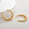 Textured C-Shaped Brass Hoop Earrings for Women, Real 22K Gold Plated, 34x6mm