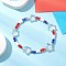 Glass Beads Stretch Bracelets for Women, Star, with Brass Beads & Electroplate Glass Beads, Mixed Color, Inner Diameter: 2-1/8 inch(5.5cm)