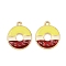 Alloy Enamel Pendants, Donut, Golden, Yellow, 19x16.5x2mm, Hole: 1.6mm