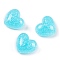 Transparent Epoxy Resin Decoden Cabochons, Glitter Heart, Cyan, 16x18x10mm