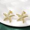 Brass Stud Earrings, Starfish, Real 18K Gold Plated, 24x25mm
