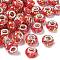 Transparent Resin Rondelle European Beads, with Triangle Paillette & Platinum Tone Brass Cores, Large Hole Beads, Light Coral, 14x8.5mm, Hole: 5mm