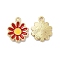 Alloy Enamel Charms, Golden, Daisy Charm, Red, 14x11.5x2.5mm, Hole: 1.4mm