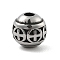 316 Surgical Stainless Steel Beads, Round with Cross, Antique Silver, 6x6mm, Hole: 1.8mm