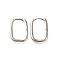 925 Sterling Silver Hoop Earrings, Rectangle, Platinum, 17x12x1.5mm