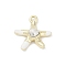 Rack Plating Alloy Enamel Rhinestone Pendants, Cadmium Free & Nickel Free & Lead Free, Starfish, Golden, White, 14.5x14x3.5mm, Hole: 1.5mm