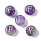 Natural Amethyst Beads, Rondelle with Letter, Letter F, 8.5~9x5~5.5mm, Hole: 1.2mm