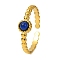 Round Natural Lapis Lazuli Finger Rings, Golden Tone 304 Stainless Steel Cuff Rings for Women, 6mm, Inner Diameter: Adjustable