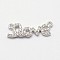 Word Love Brass Micro Pave Grade AAA Cubic Zirconia Links, Cadmium Free & Nickel Free & Lead Free, Real Platinum Plated, 6x20x2mm, Hole: 1mm