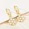 Brass Micro Pave Cubic Zirconia Hoop Earrings, with Plastic Imitation Pearl, Flower, Cadmium Free & Lead Free, Rack Plating, Long-Lasting Plated, Real 18K Gold Plated, Clear, 30x12mm