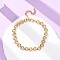 304 Stainless Steel Ring Link Chain Anklets, Real 14K Gold Plated, 8-1/8 inch(206mm)