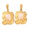 Ion Plating(IP)304 Stainless Steel Pendants, with Cat Eye, Rectangle, Golden, 26.5x14.5x4.5mm, Hole: 6x2.5mm