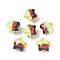 Transparent Acrylic Beads, Hand Drawn Beads, Star, with Glitter Powder & Enamel, Dark Red, 19~19.5x20.5~21x16mm, Hole: 2mm