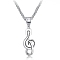 Non-Tarnish Stainless Steel Pendant Necklace, Alloy Musical Note Charm, Stainless Steel Color, 20.08~23.62 inch(51~60cm)