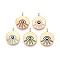 Alloy Enamel Pendants, Flat Round with Evil Eye Charm, Golden, 22x17.5x5mm, Hole: 2mm
