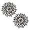 2Pcs Alloy Glass Rhinestone Cabochons, Flower, Silver, 101x110x10mm