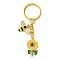 Alloy Enamel Pendants  Keychain, with Iron Split Key Rings, Bee Charm, Golden, 7.7cm
