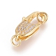 Brass Micro Pave Grade AAA Cubic Zirconia Lobster Claw Clasps X-ZIRC-P029-08G-NR-1