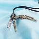 Adjustable Men's Zinc Alloy Pendant and Leather Cord Lariat Necklaces NJEW-BB16008-B-6