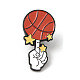 エナメルピン  バスケットボール愛好家のための黒合金ブローチ  バスケットボール  30.5x16x1.7mm JEWB-M031-03F-1