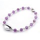 Natural Amethyst Beads Bracelets BJEW-JB03954-03-1