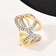 Латунные микропаве кубические цирконии регулируемые открытые манжеты кольца RJEW-C140-17G-2